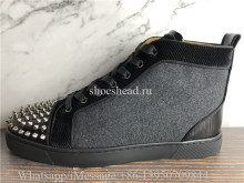 Christian Louboutin Spike Flat High Top Sneaker Grey Wool