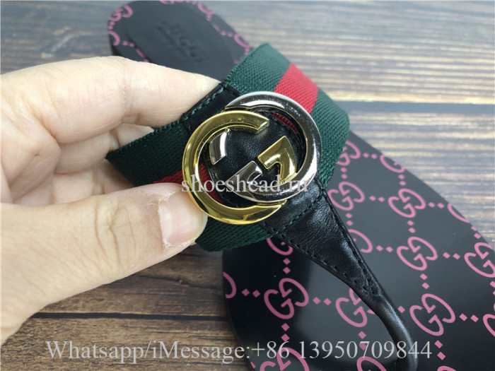 Gucci Kika Web Thong Sandals Flip Flop