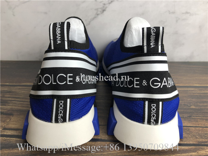 Dolce & Gabbana Blue Stretch Mesh Sorrento Sneakers With Logo