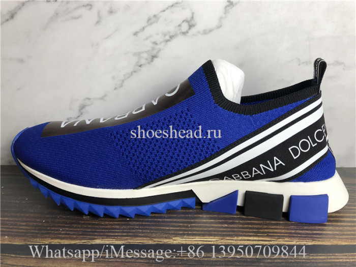 Dolce & Gabbana Blue Stretch Mesh Sorrento Sneakers With Logo