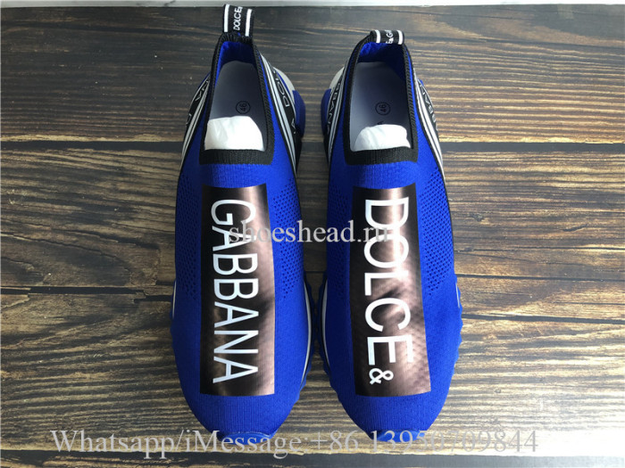Dolce & Gabbana Blue Stretch Mesh Sorrento Sneakers With Logo