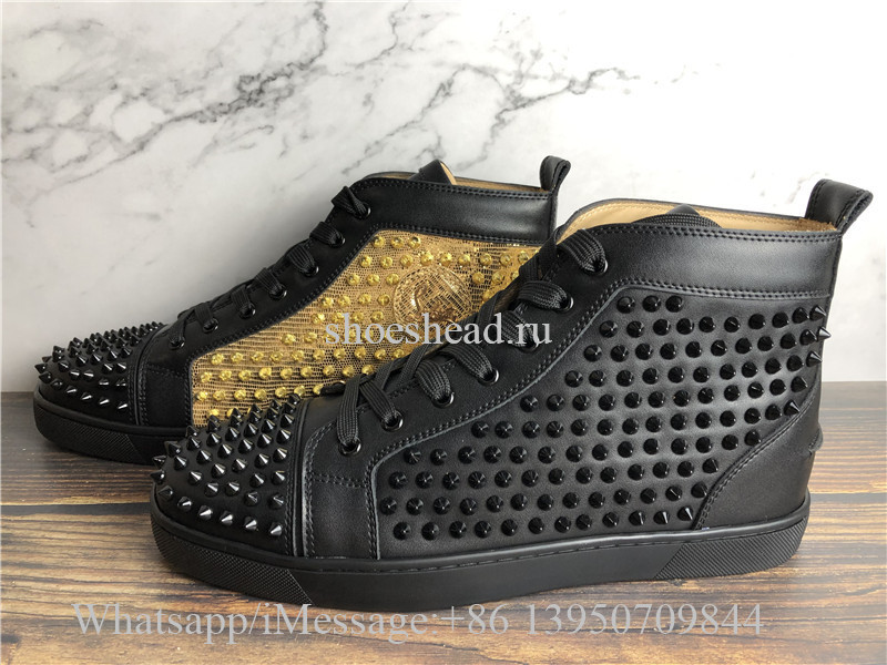 Christian Louboutin Spike Flat High Sneaker Black Golden
