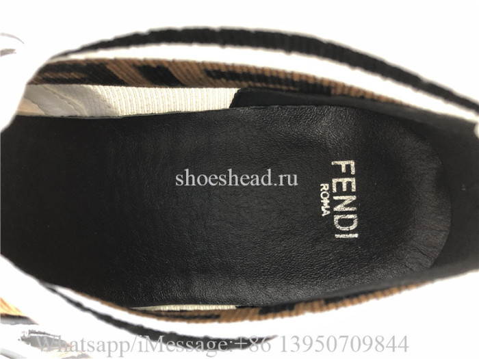Fendi Rockoko Logo-Print Knitted Leather And PVC Trainers