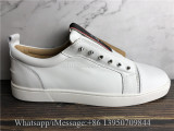 Christian Louboutin Flat Low Top Shoes White Leather