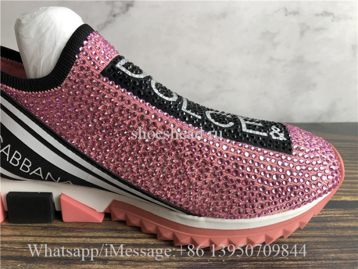 Dolce & Gabbana Sorrento Swarovski Crystal-embellished Sneakers Pink
