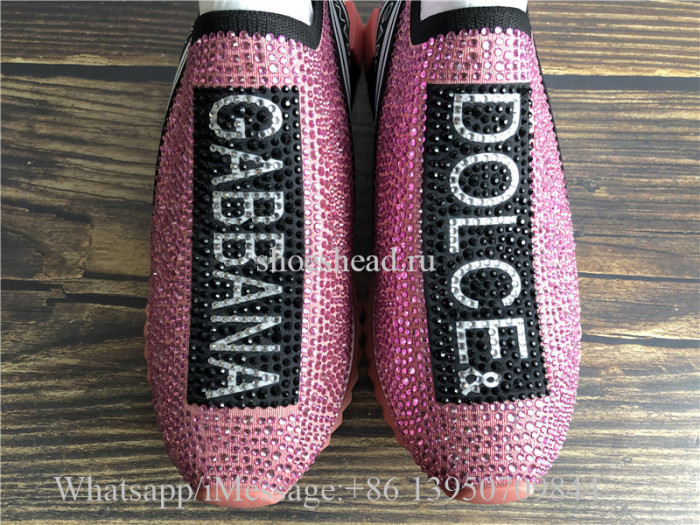 Dolce & Gabbana Sorrento Swarovski Crystal-embellished Sneakers Pink