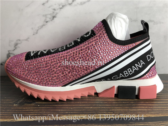 Dolce & Gabbana Sorrento Swarovski Crystal-embellished Sneakers Pink