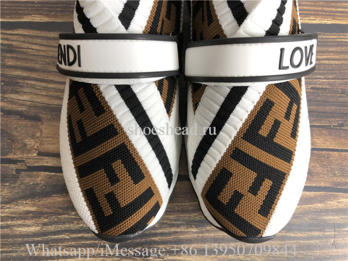 Fendi Rockoko Logo-Print Knitted Leather And PVC Trainers