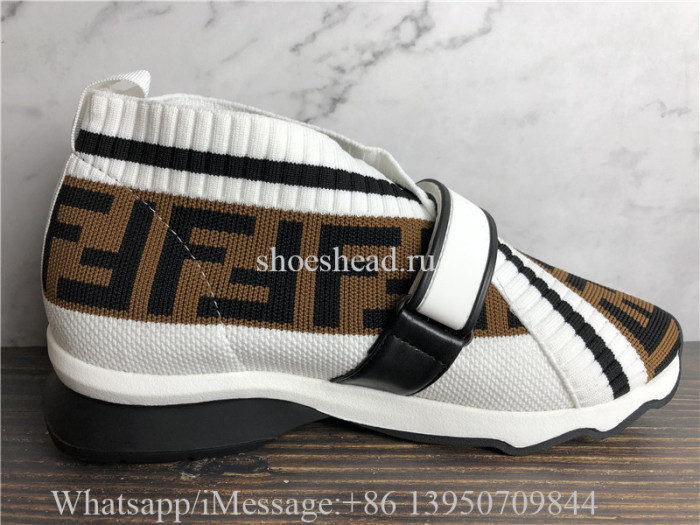 Fendi Rockoko Logo-Print Knitted Leather And PVC Trainers