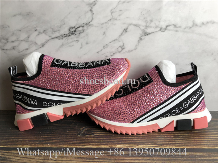 Dolce & Gabbana Sorrento Swarovski Crystal-embellished Sneakers Pink