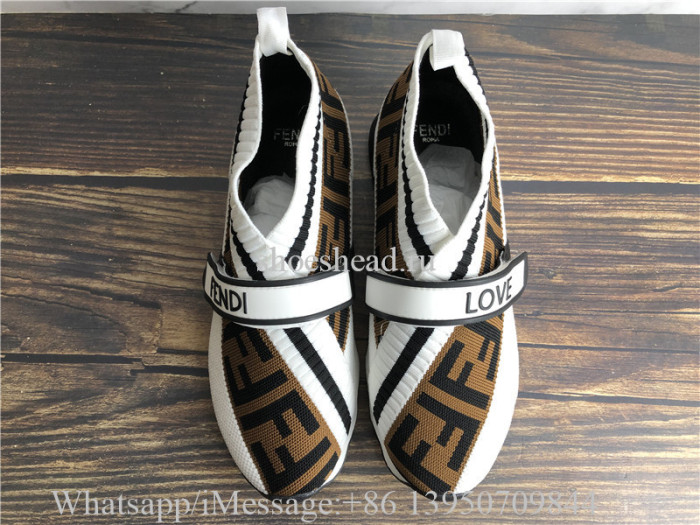 Fendi Rockoko Logo-Print Knitted Leather And PVC Trainers