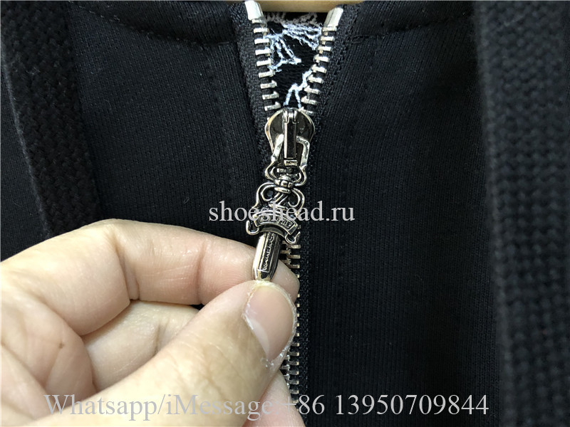 Chrome Hearts Hoodie Zip Flerknee Unisex Black Hoodie