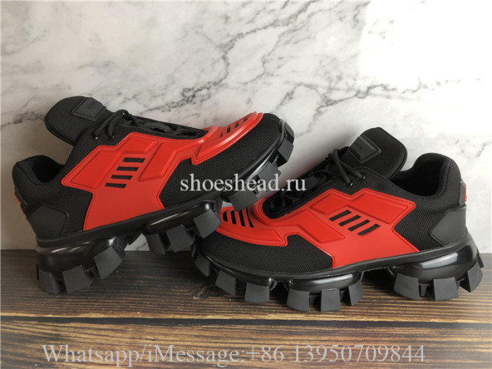 Prada Cloudbust Thunder Low Top Sneakers Black Red