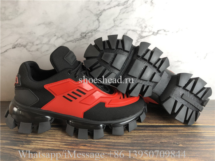 Prada Cloudbust Thunder Low Top Sneakers Black Red