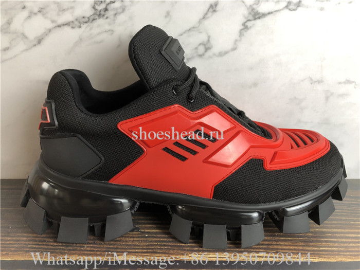 Prada Cloudbust Thunder Low Top Sneakers Black Red
