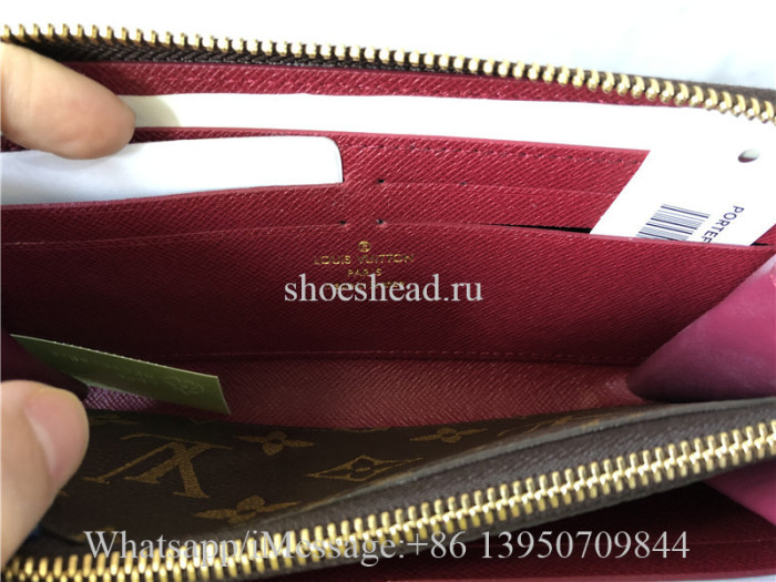 Original Louis Vuitton Monogram Fuchisa Clemence Wallet M60742