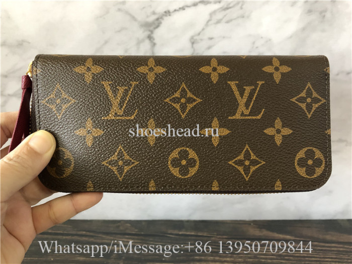 Original Louis Vuitton Monogram Fuchisa Clemence Wallet M60742