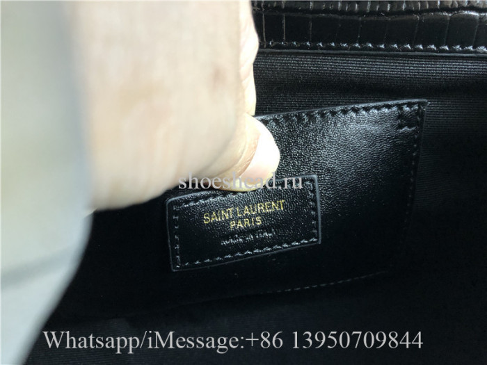 Original Saint Laurent Kate YSL Monogram Croc-Embossed Leather Chain Wallet Bag