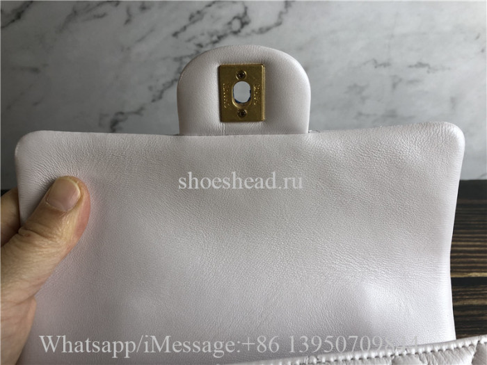 Original Chanel White Quilted Caviar Classic Double Flap Bag Gold Hardware