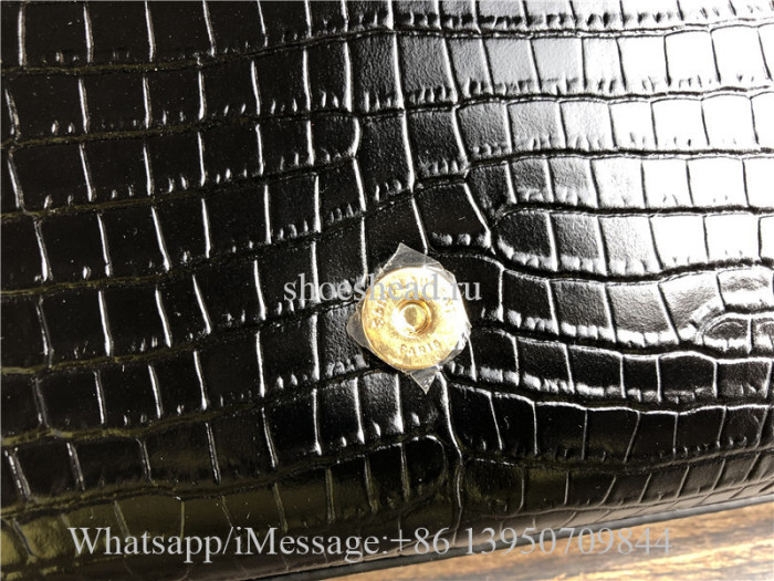 Original Saint Laurent Kate YSL Monogram Croc-Embossed Leather Chain Wallet Bag
