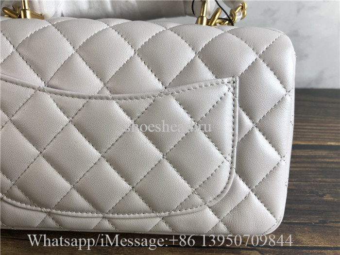 Original Chanel White Quilted Caviar Classic Double Flap Bag Gold Hardware