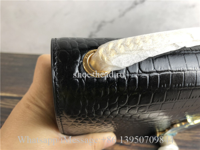 Original Saint Laurent Kate YSL Monogram Croc-Embossed Leather Chain Wallet Bag