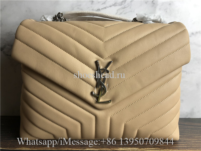 Original YSL Saint Laurent Loulou Quilted Shoulder Bag Silver Chain