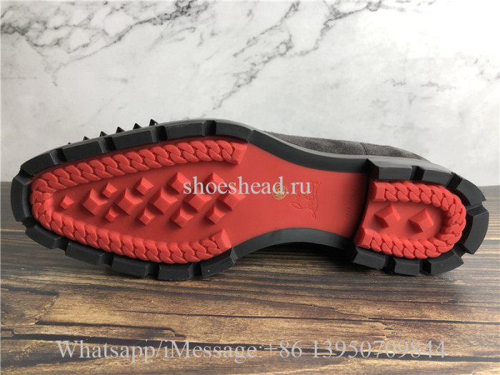 Christian Louboutin Spike High Boots Dark Grey Suede