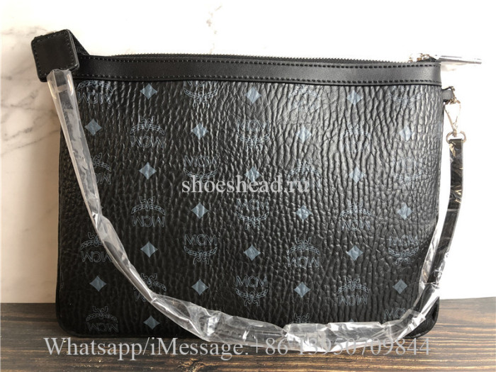 Original MCM Medium Reversible Liz Shopper In Visetos Black Bag