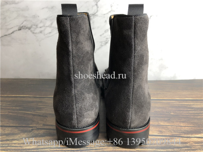 Christian Louboutin Spike High Boots Dark Grey Suede