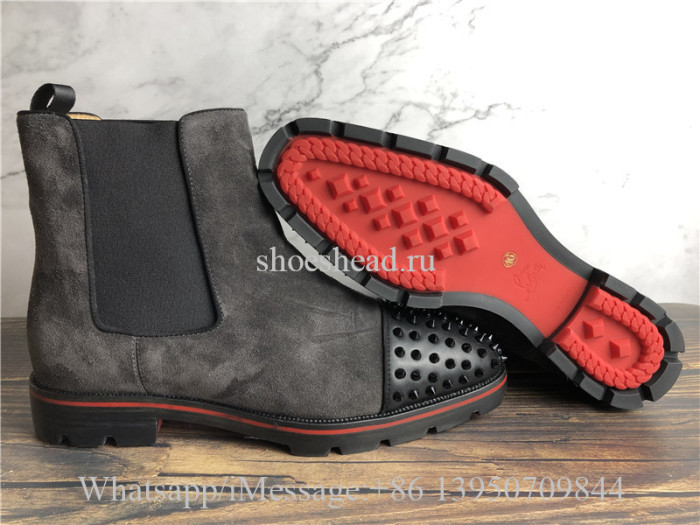 Christian Louboutin Spike High Boots Dark Grey Suede