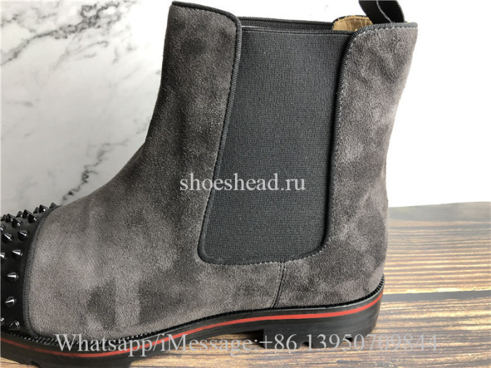 Christian Louboutin Spike High Boots Dark Grey Suede