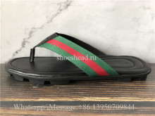 Gucci Web And Leather Thong Sandals Slide