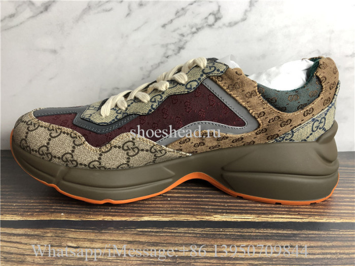Super Quality Gucci GG Rhyton Vintage Brown Ebony Sneaker