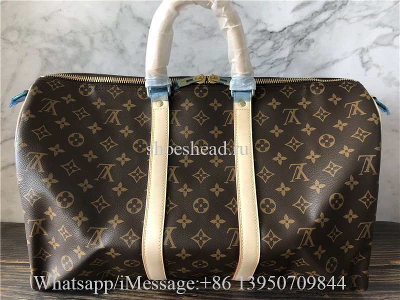 Original Louis Vuitton Monogram Macassar Keepall Bandouliere 45cm M41418