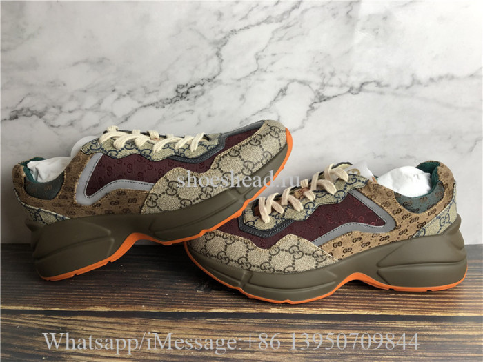 Super Quality Gucci GG Rhyton Vintage Brown Ebony Sneaker