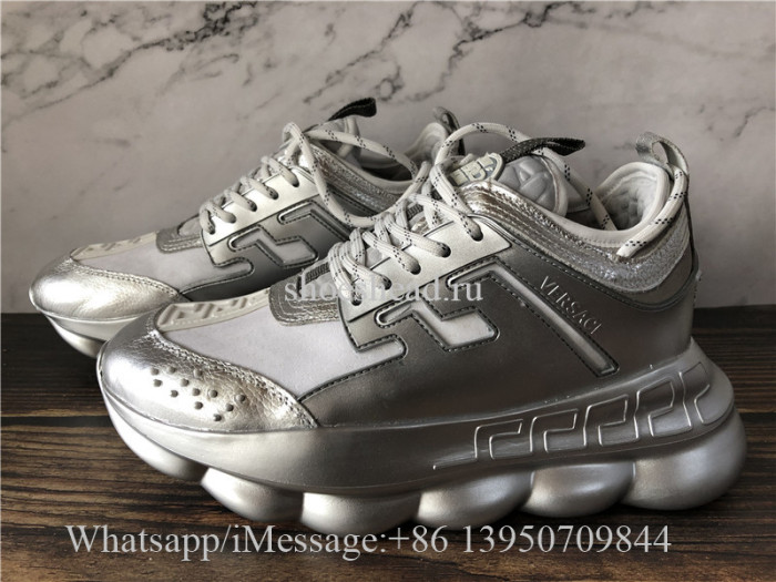 Versace Chain Reaction Baroque-print Sneakers Silver