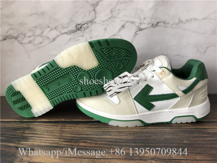 Off White White & Green Out Office Sneakers