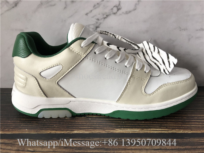 Off White White & Green Out Office Sneakers