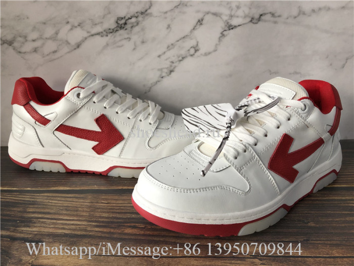 Off White White & Red Out Office Sneakers