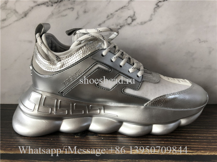 Versace Chain Reaction Baroque-print Sneakers Silver