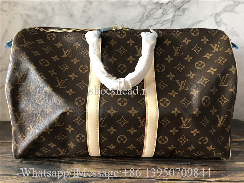 Original Louis Vuitton Monogram Macassar Keepall Bandouliere 45cm M41418