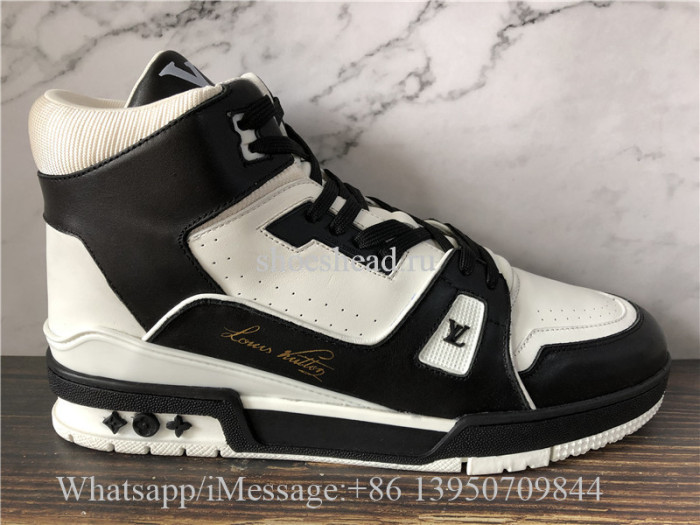 Louis Vuitton Trainer High Top Sneaker Black White