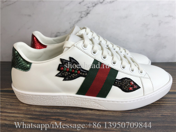 Super Quality Gucci Ace Embroidered Sneaker With Crystal Embroidered Arrow Appliqués