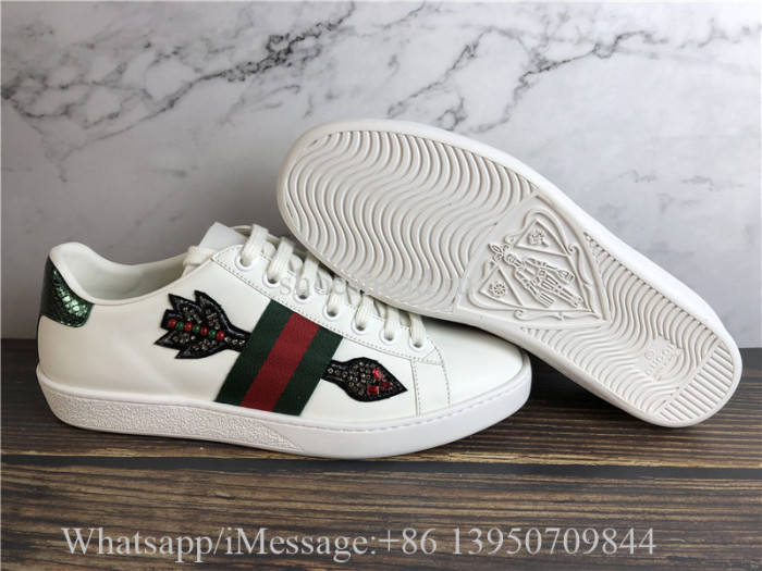 Super Quality Gucci Ace Embroidered Sneaker With Crystal Embroidered Arrow Appliqués