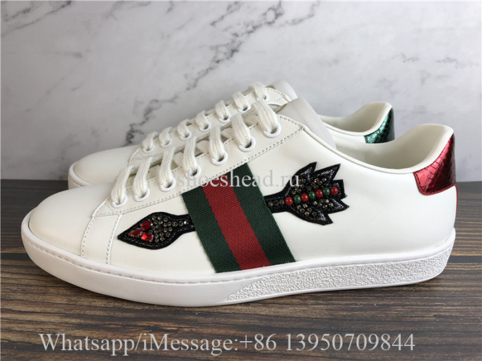 Super Quality Gucci Ace Embroidered Sneaker With Crystal Embroidered Arrow Appliqués