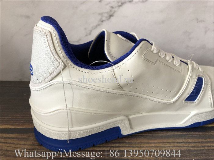 Louis Vuitton Low Top Trainer Sneaker White Blue