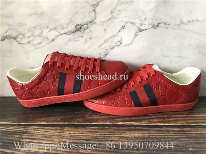 Super Quality Gucci Ace Embroidered Sneaker Red