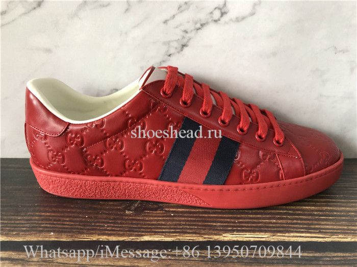 Super Quality Gucci Ace Embroidered Sneaker Red