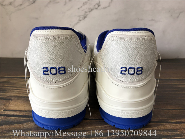 Louis Vuitton Low Top Trainer Sneaker White Blue
